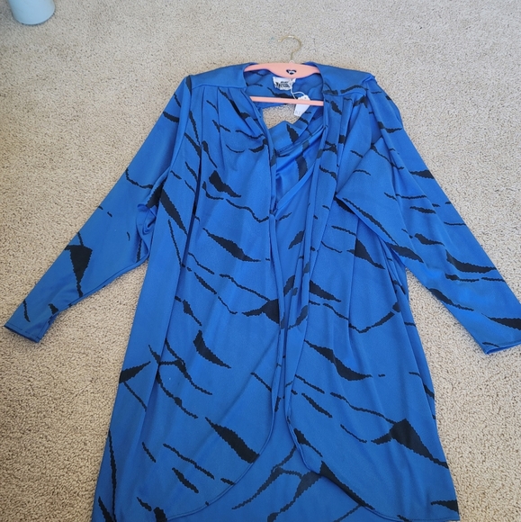 Vintage Electric Blue Open Blouse Jacket - Picture 3 of 6